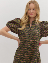 BLOCK FLORAL PRINTED MIDI DRESS