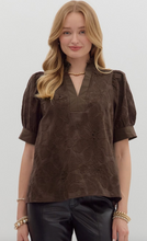 CHOCOLATE FLORAL EMBROIDERED BLOUSE