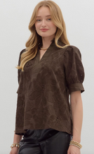 CHOCOLATE FLORAL EMBROIDERED BLOUSE