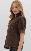 CHOCOLATE FLORAL EMBROIDERED BLOUSE