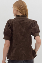 CHOCOLATE FLORAL EMBROIDERED BLOUSE