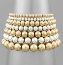 BALL BRACELET SET OF 5  - MATTE GOLD