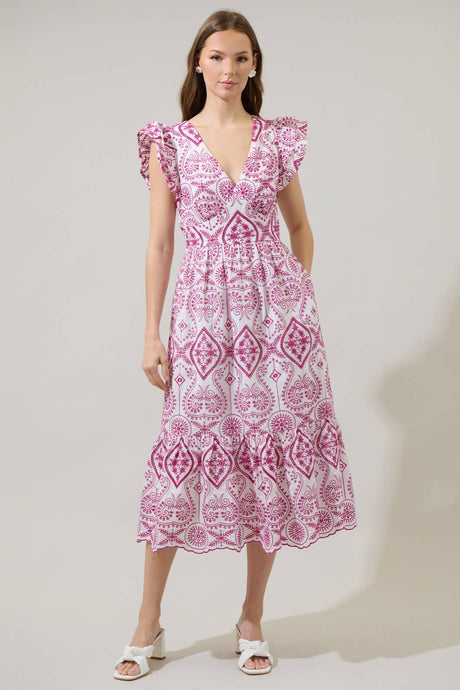 INES FLORAL EYELET ZAYLA MIDI