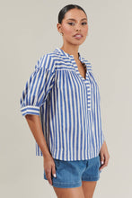 CATANA STRIPE SPLIT NECK BLOUSE