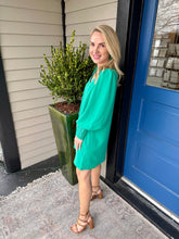LONG SLEEVE SHIFT DRESS (NAVY)