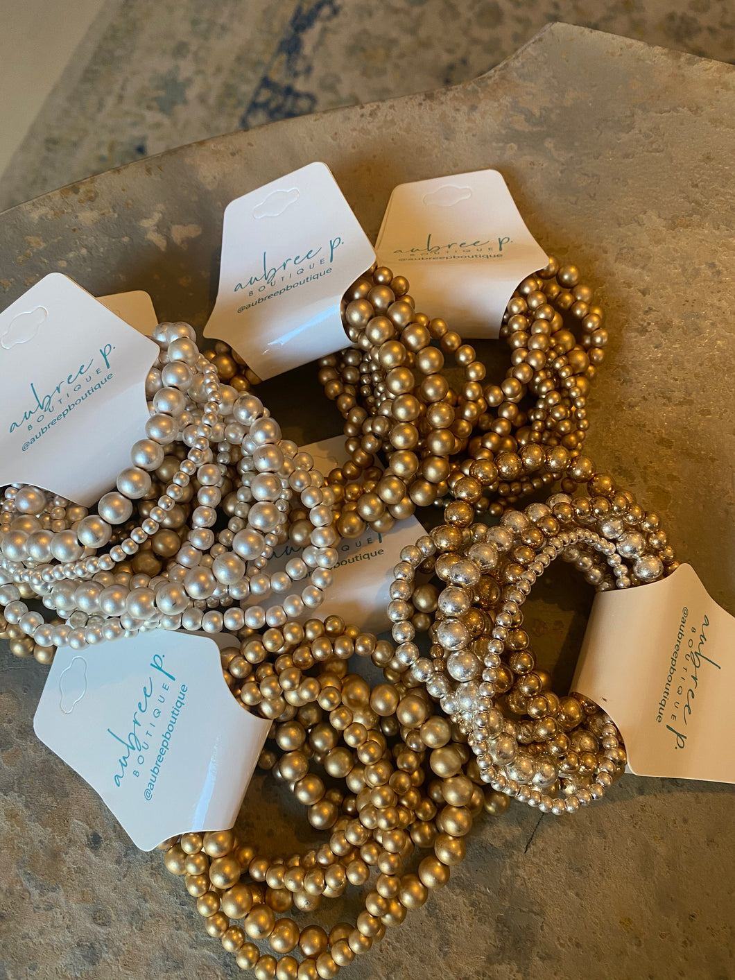 BALL BRACELET SET OF 10  - MATTE GOLD