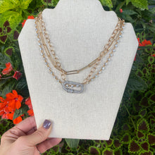 CRYSTAL CARABINER CHAIN NECKLACE - GOLD