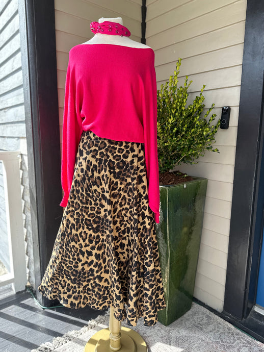 LEOPARD MIDI SKIRT (LARGE PRINT)